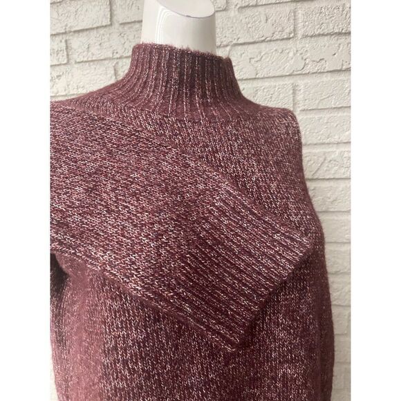 1 State Women Burgandy Marbled Mock Neck Oversized Sweater Size XS - Picture 8 of 10